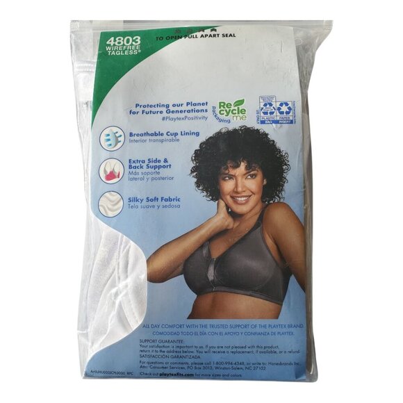 NWT Playtex4803 18Hour Silky Soft Smoothing Cool & Breathable Wireless Bra White - Picture 5 of 7